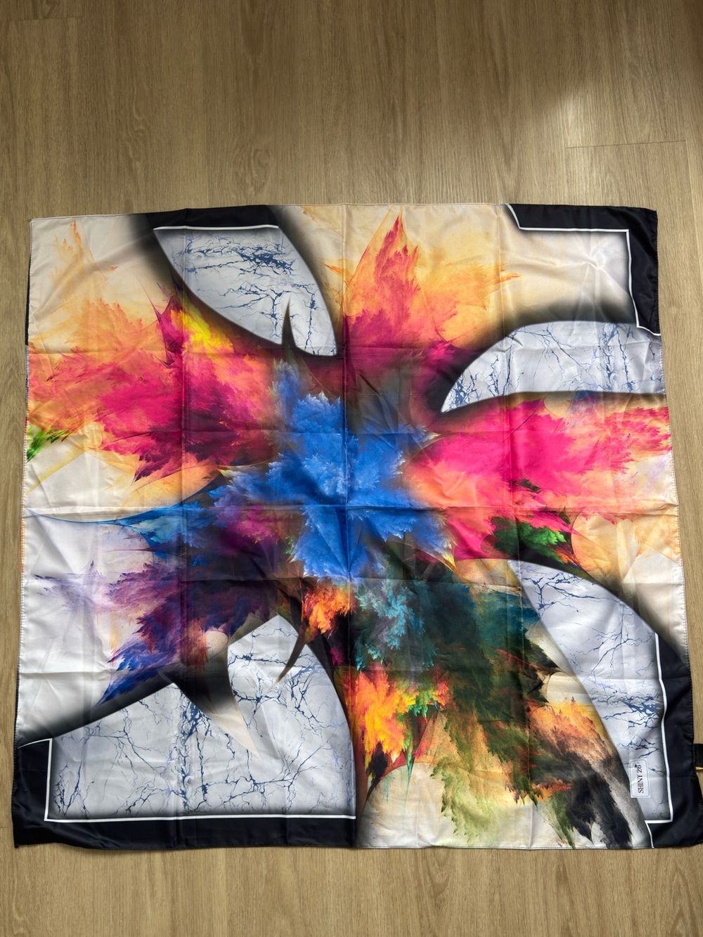 Vibrant Abstract Floral Satin Scarf - Multicolor 35x35”